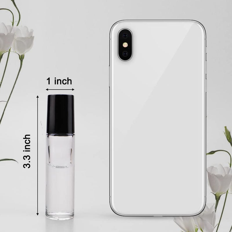 sungwoo 12 Pack Essential Oil Roller Bottles  10ml Clear Glass Roller Bottles with Stainless Steel Roller Balls and Caps for Travel  Perfume and Lip Gloss - Image 3